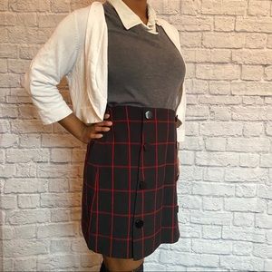 Red and black plaid skirt